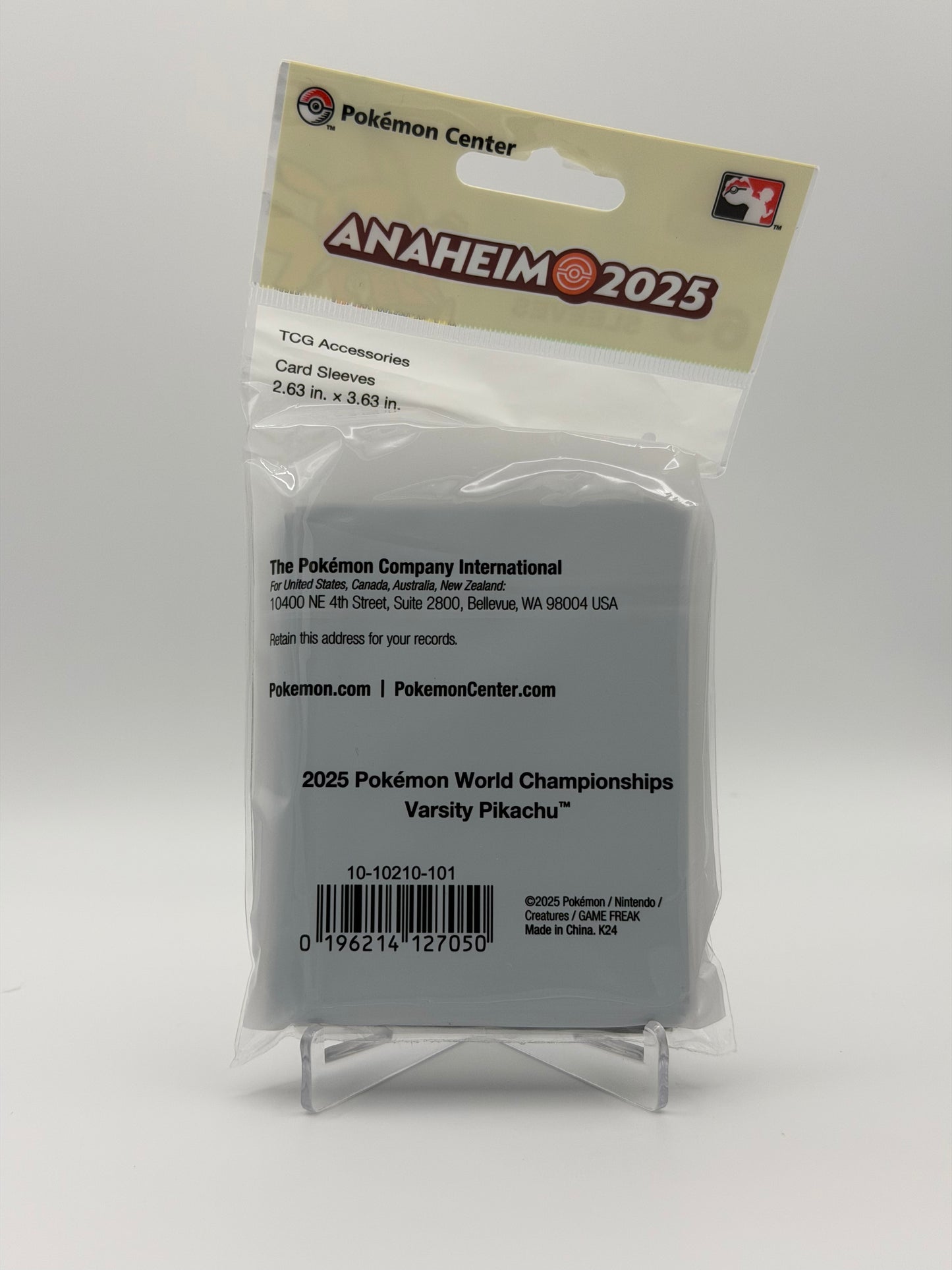 Pokémon World Championships 2025 Varsity Pikachu Card Sleeves Anaheim Exclusive