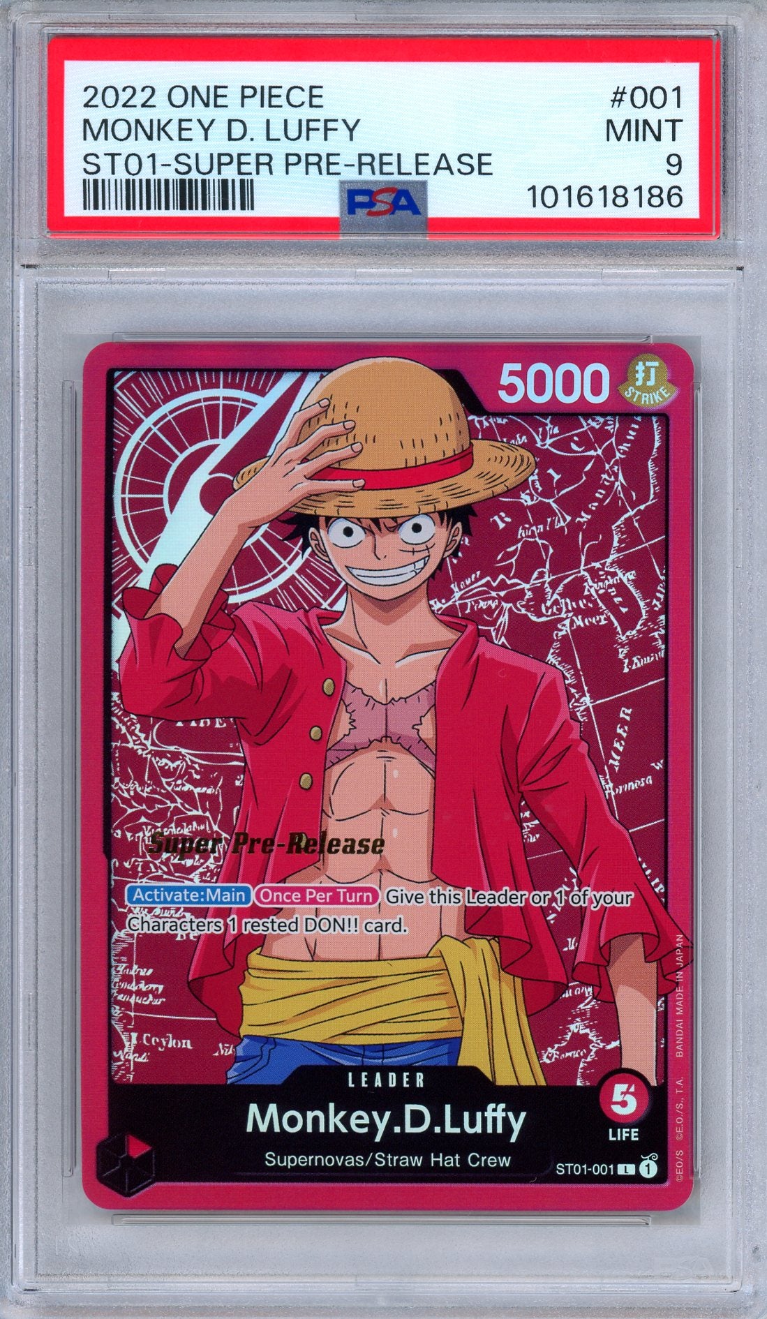 PSA 9 Monkey D. Luffy ST01-001 Starter Deck 1 Super Pre Release One Piece