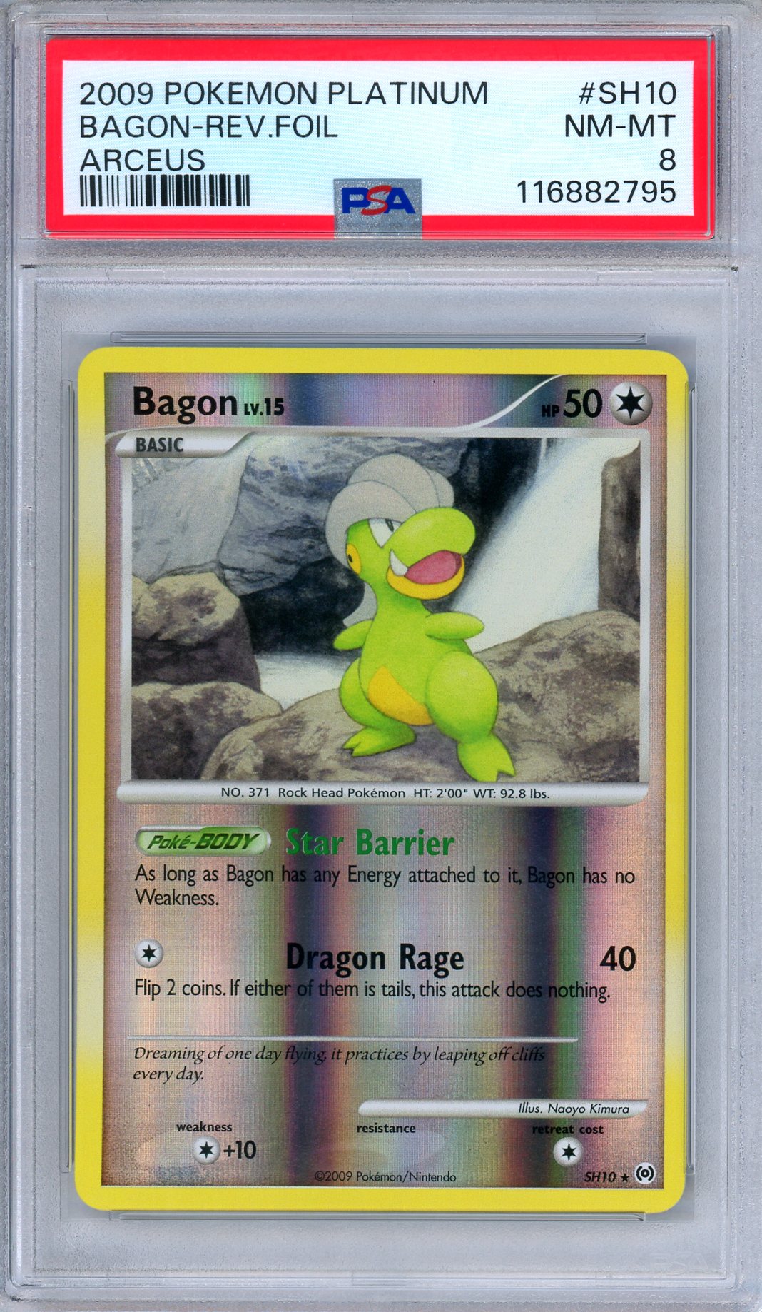PSA 8 Bagon SH10 Platinum Arceus Reverse Foil Shiny Pokemon