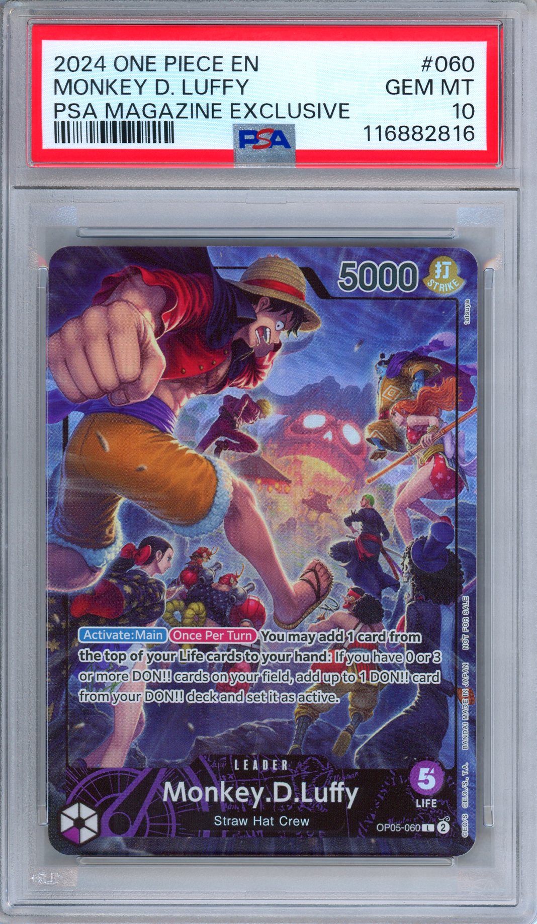 PSA 10 Monkey D. Luffy OP05-060 PSA Magazine Exclusive Promo One Piece