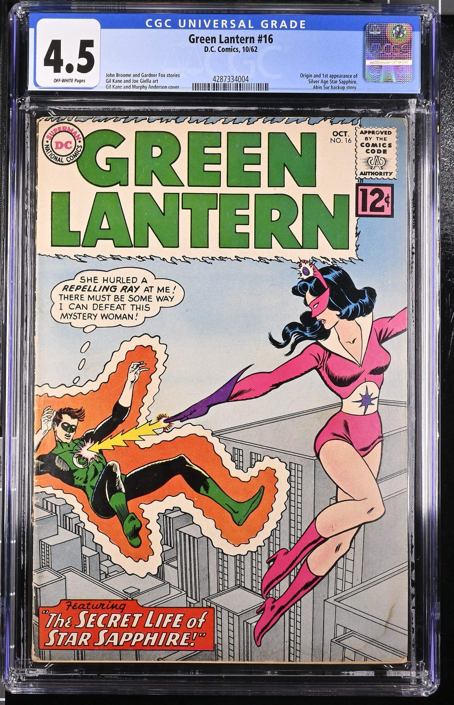 Green Lantern #16 CGC 4.5 10/1962 DC Comics | 1st appearance of Star Sapphire