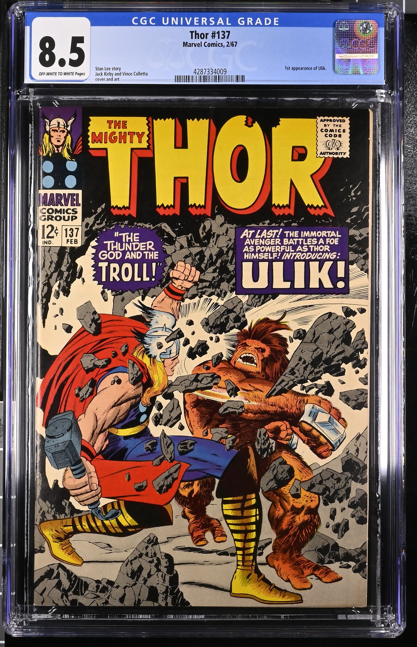 Thor #137 CGC 8.5 2/1967 Marvel Comics | 1st appearance of Ulik Silver Age