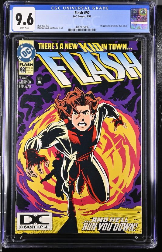 Flash #92 CGC 9.6 1994 DC Universe Logo | 1st appearance of Impulse (Bart Allen)