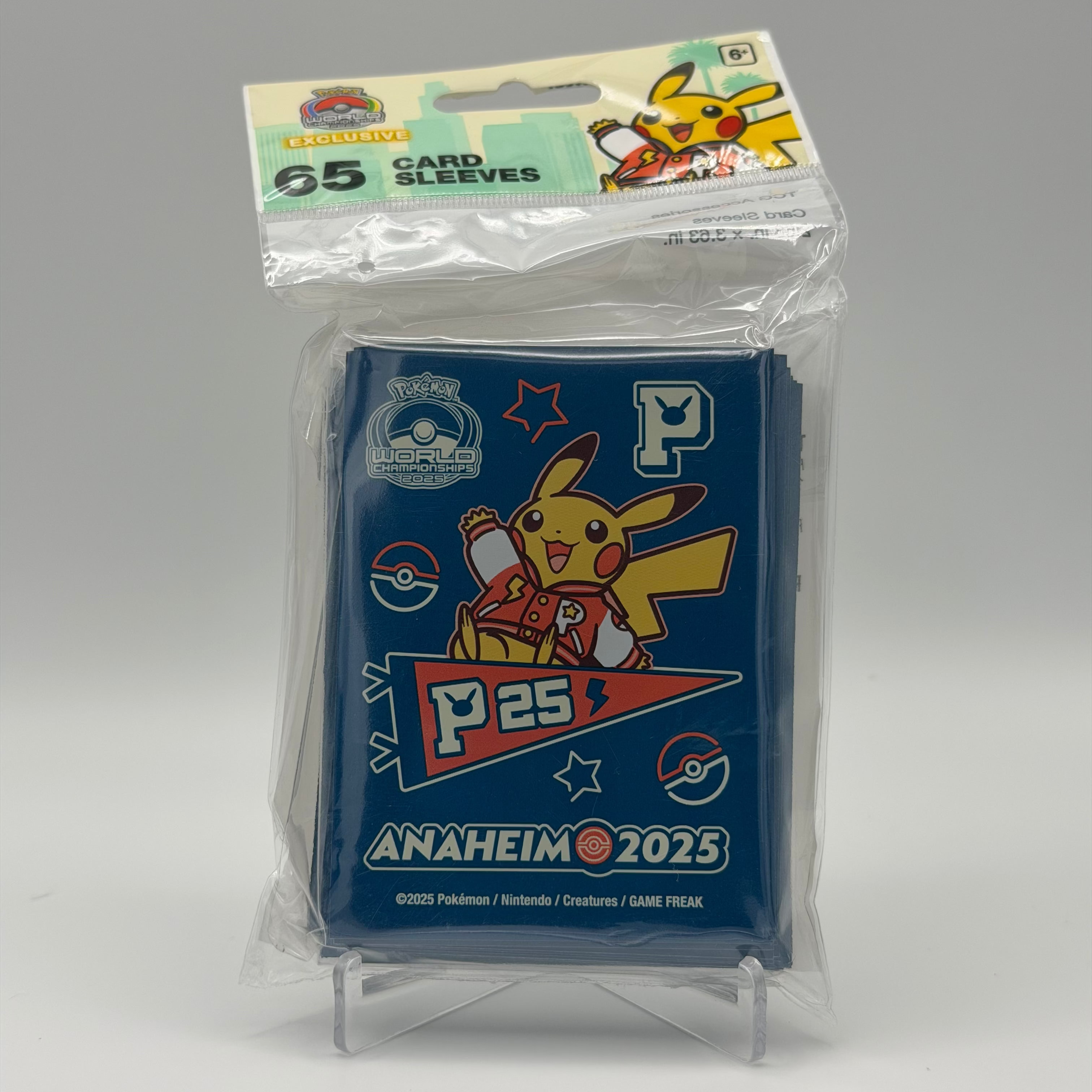 Pokémon World Championships 2025 Varsity Pikachu Card Sleeves Anaheim Exclusive