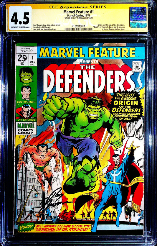 Marvel Feature #1 CGC 4.5 1971 Marvel Comics Signed by Roy Thomas