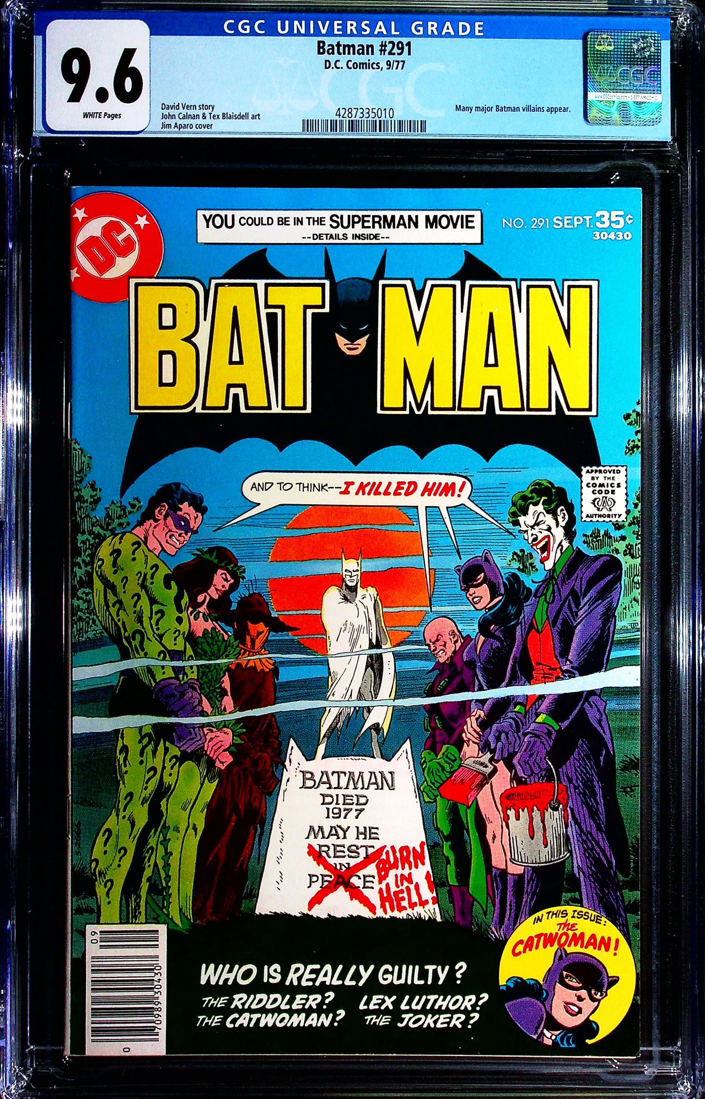 Batman #291 CGC 9.6 1977 DC Comics | Joker Riddler Poison Ivy Scarecrow Cover