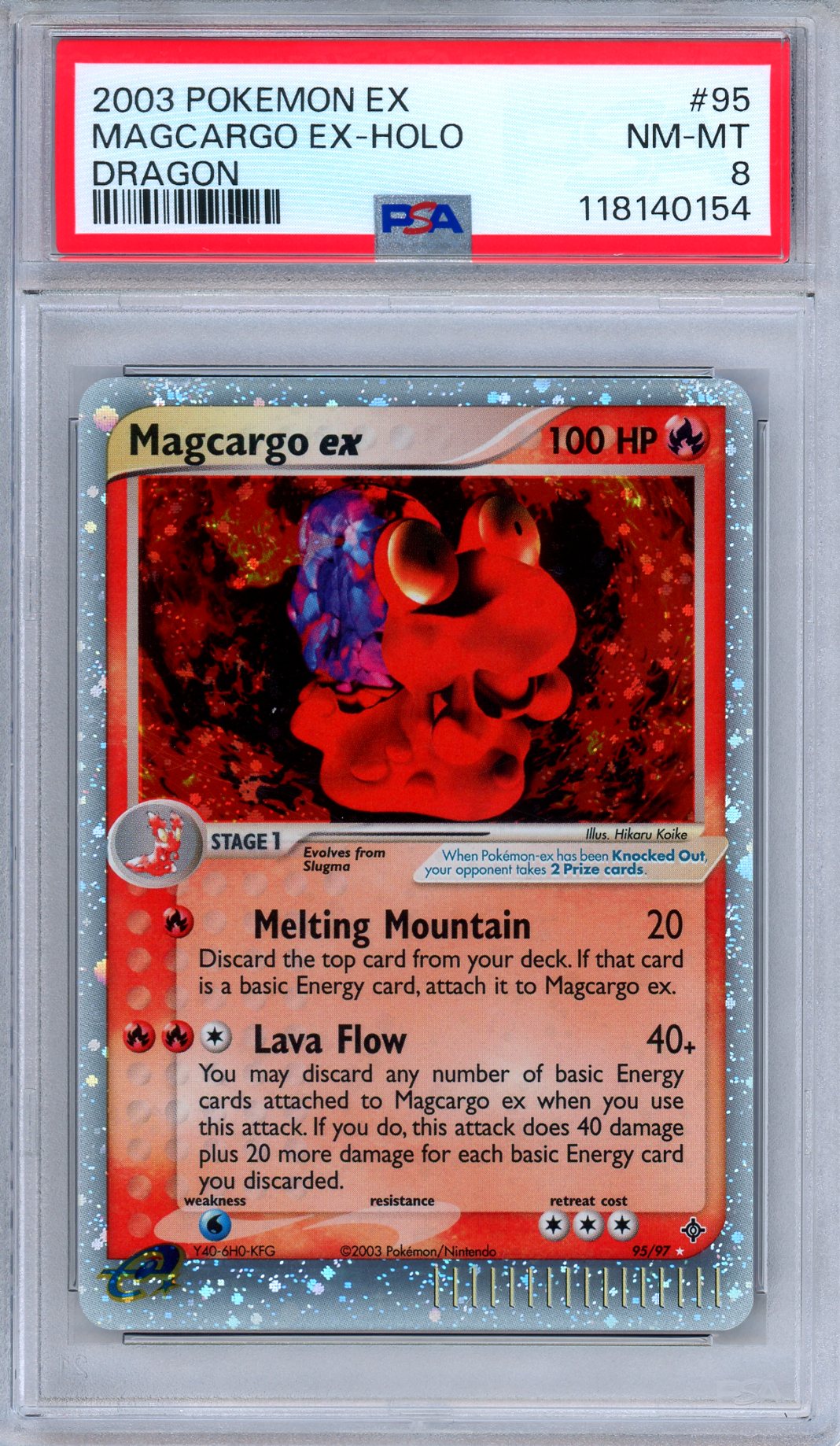 PSA 8 Magcargo ex 95/97 EX Dragon Ultra Rare Holo Pokemon
