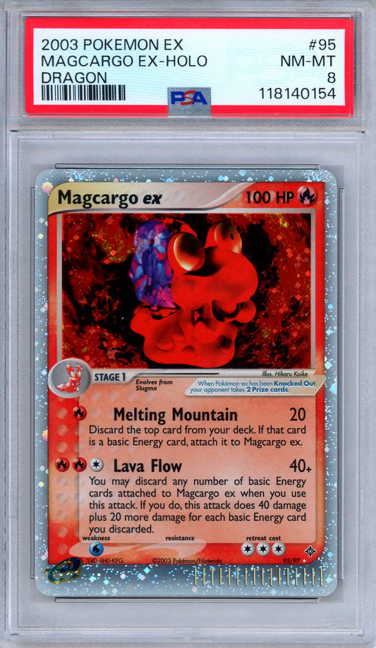 PSA 8 Magcargo ex 95/97 EX Dragon Holo Ultra Rare Pokemon