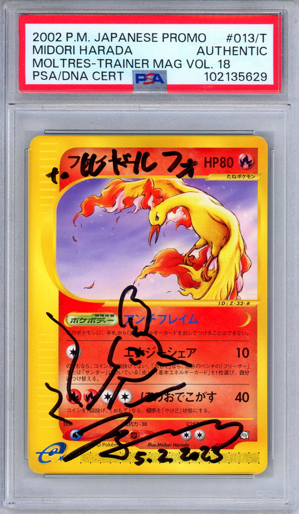 PSA MIDORI HARADA AUTO Moltres 013/T Trainer Magazine Volume 18 Pokemon