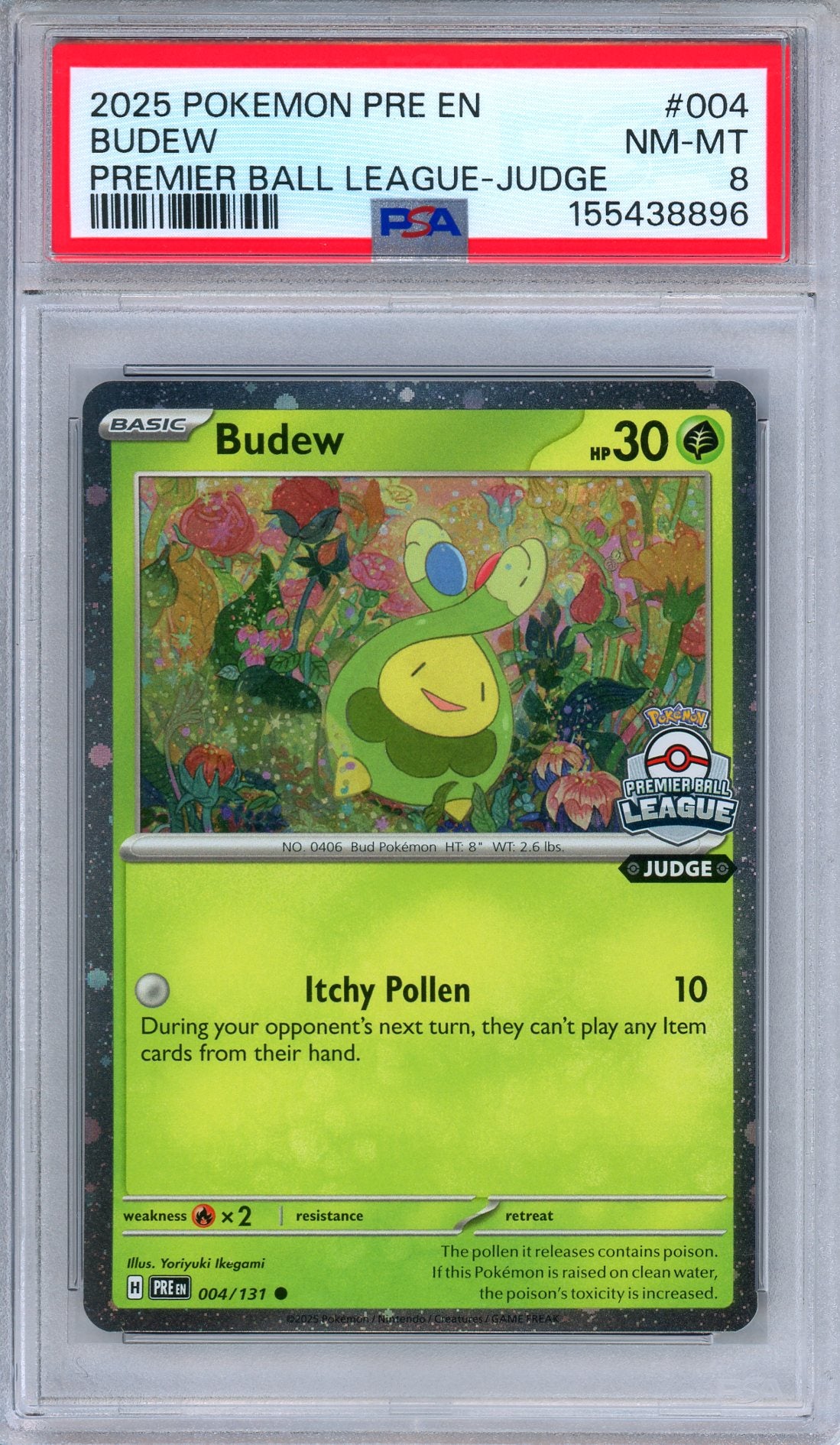 PSA 8 Budew 004/131 Premier Ball League Judge Promo English Pokemon