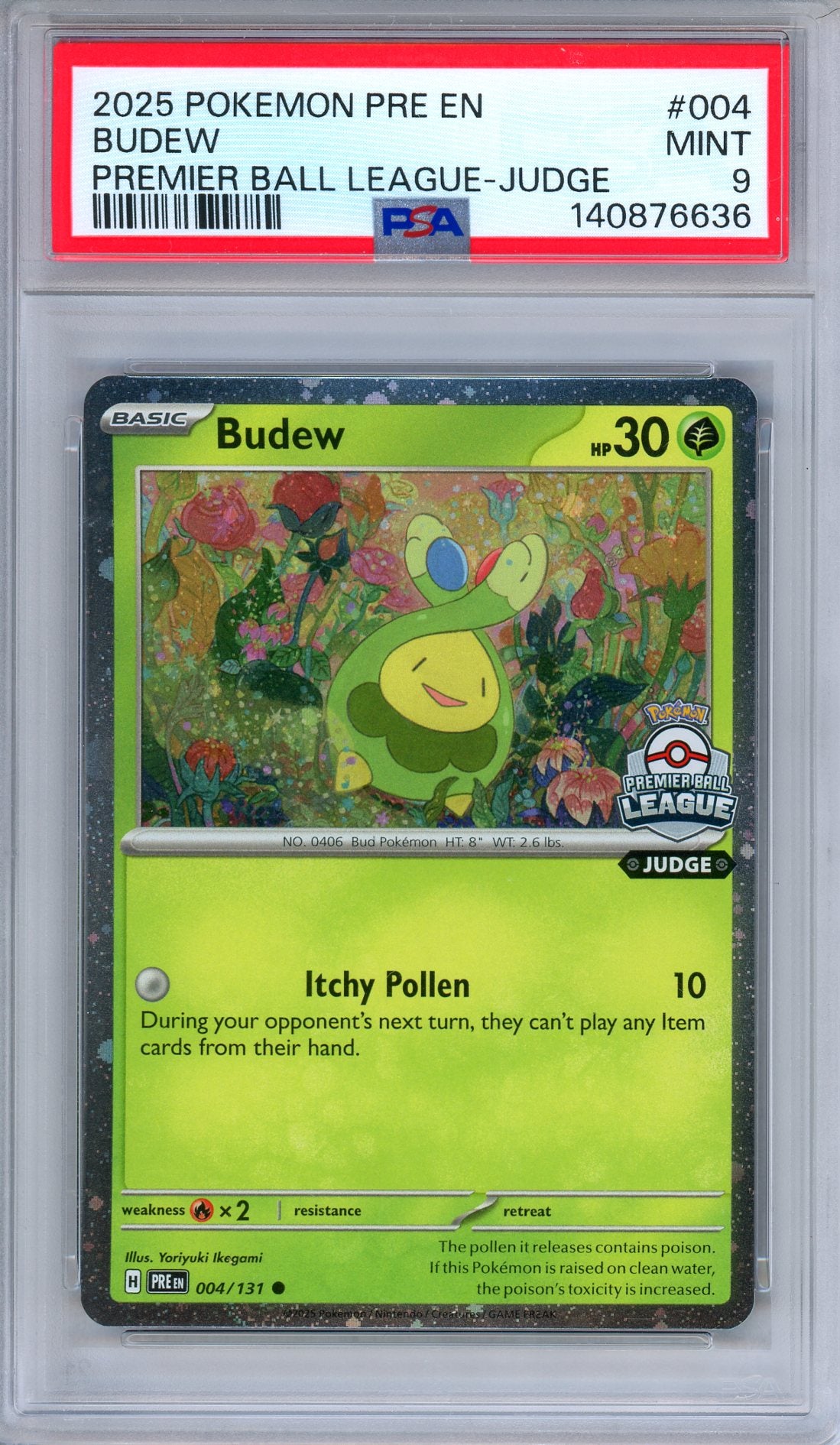 PSA 9 Budew 004/131 Premier Ball League Judge Promo English Pokemon