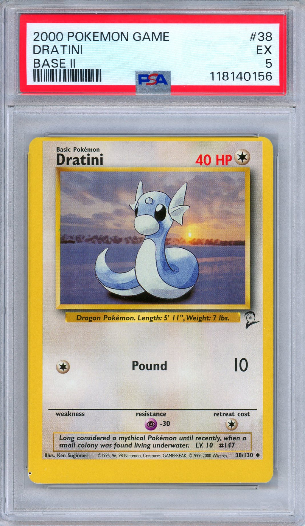 PSA 5 Dratini 38/130 Base Set 2 Miscut Error 2000 Pokemon