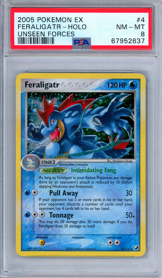 PSA 8 Feraligatr 43/115 Holo Rare EX Unseen Forces 2005 Pokemon