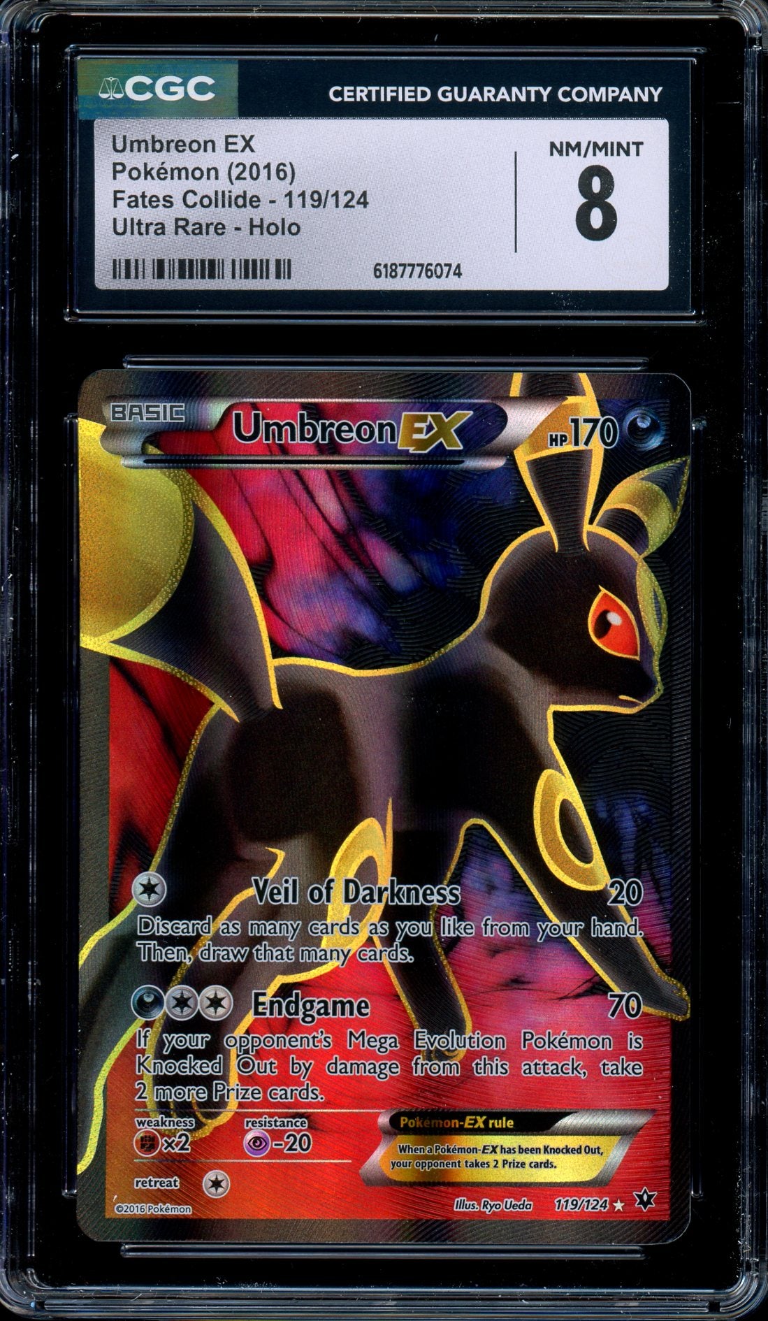 CGC 8 Umbreon EX 119/124 Fates Collide Ultra Rare Holo Pokemon
