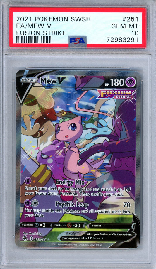 PSA 10 Mew V 251/264 Fusion Strike Alternate Art Secret Rare Pokemon