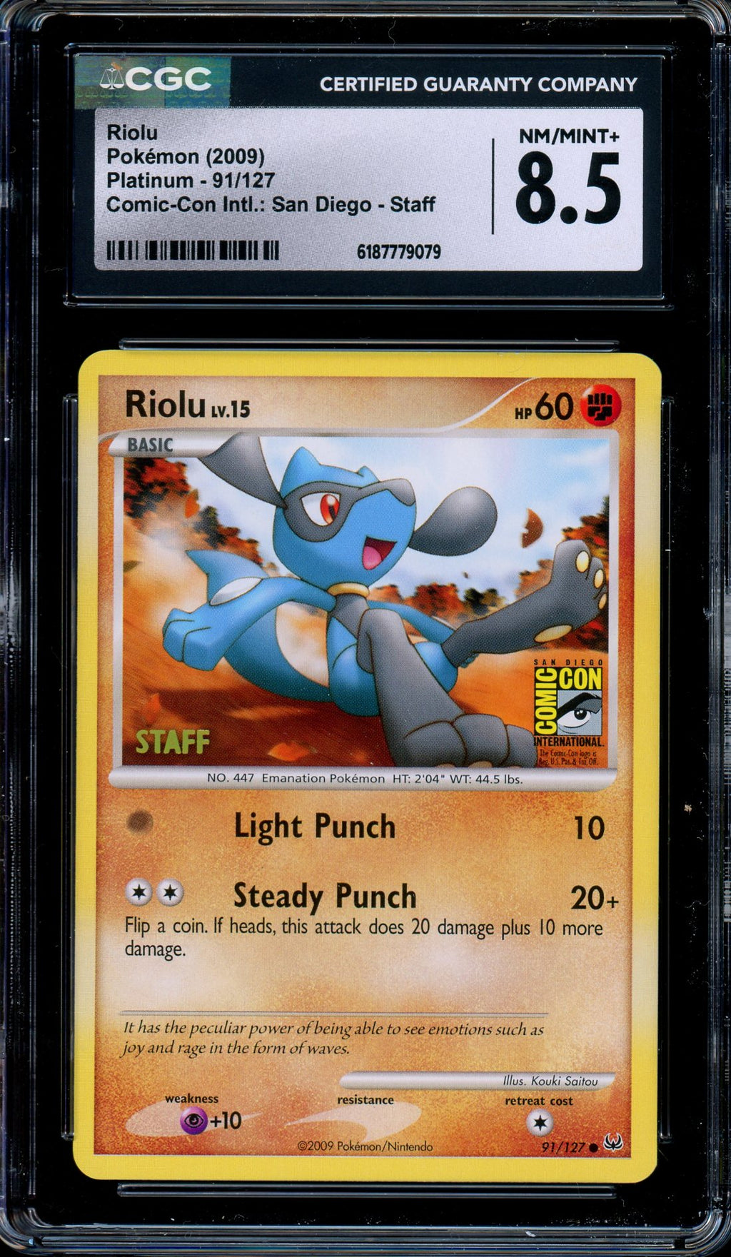 CGC 8.5 Riolu 91/127 San Diego Comic Con Staff Promo Platinum Pokemon