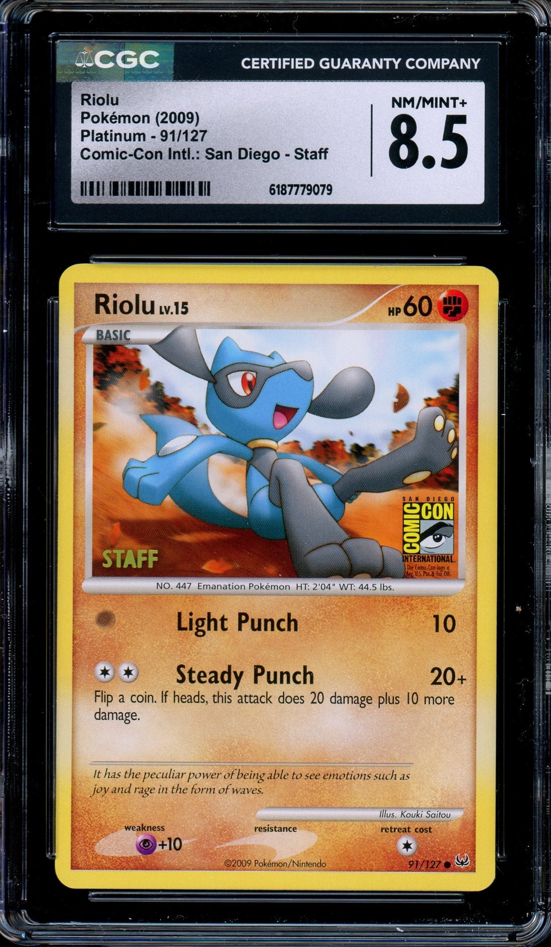 CGC 8.5 Riolu 91/127 San Diego Comic Con Staff Promo Platinum Pokemon
