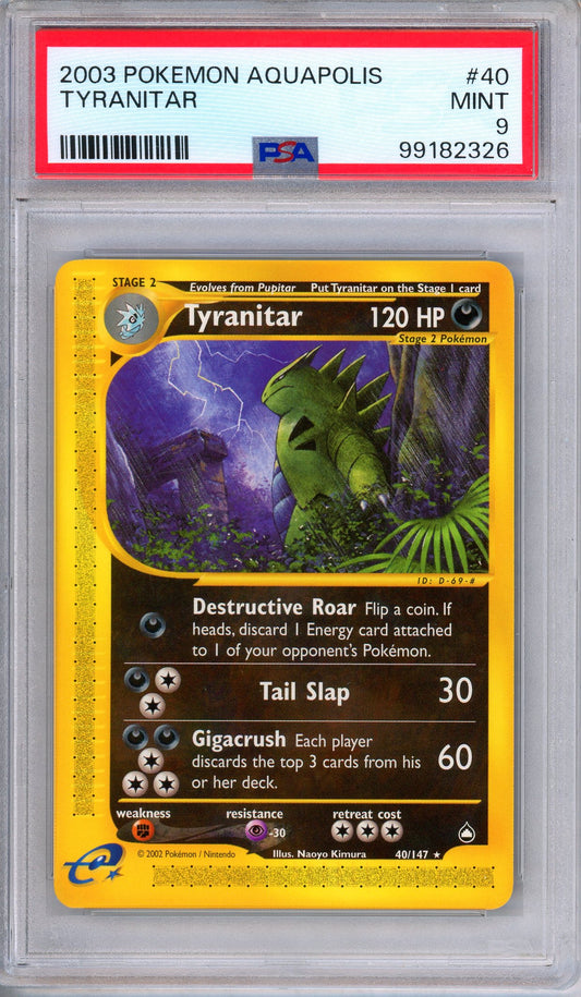 PSA 9 Tyranitar 40/147 2003 Aquapolis Rare Pokemon