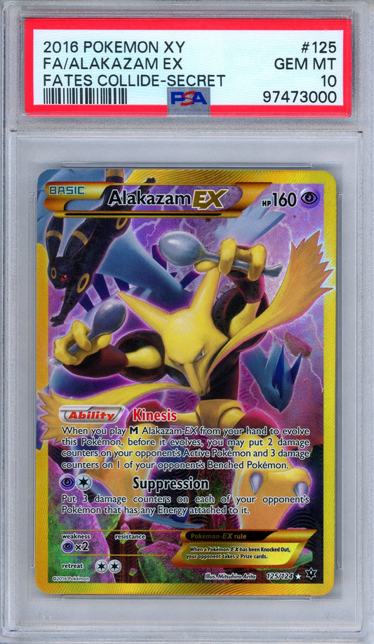 PSA 10 Alakazam EX 125/124 Fates Collide Secret Rare Full Art Japanese Pokemon