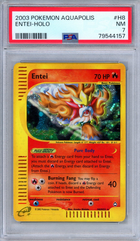 PSA 7 Entei H8/H32 Aquapolis Holo Rare 2003 Pokemon