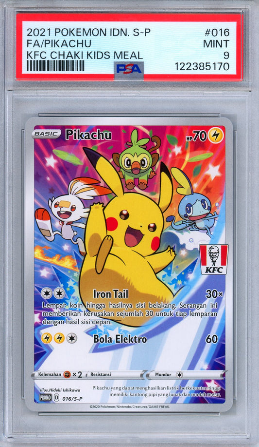 PSA 9 Pikachu 016/S-P KFC Chaki Kids Meal Promo Indonesian Pokemon