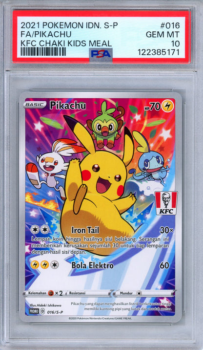 PSA 10 Pikachu 016/S-P KFC Chaki Kids Meal Promo Indonesian Pokemon