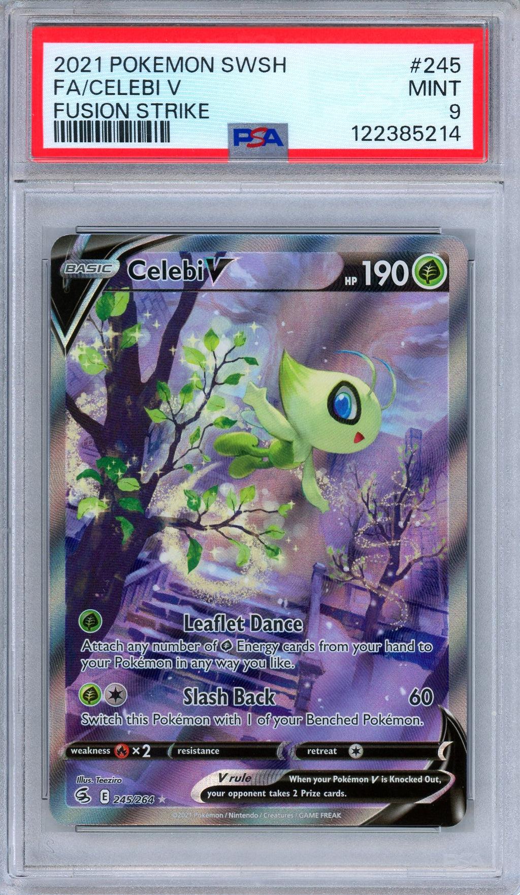 PSA 9 Celebi V 245/264 Fusion Strike Full Art Secret Rare Pokemon