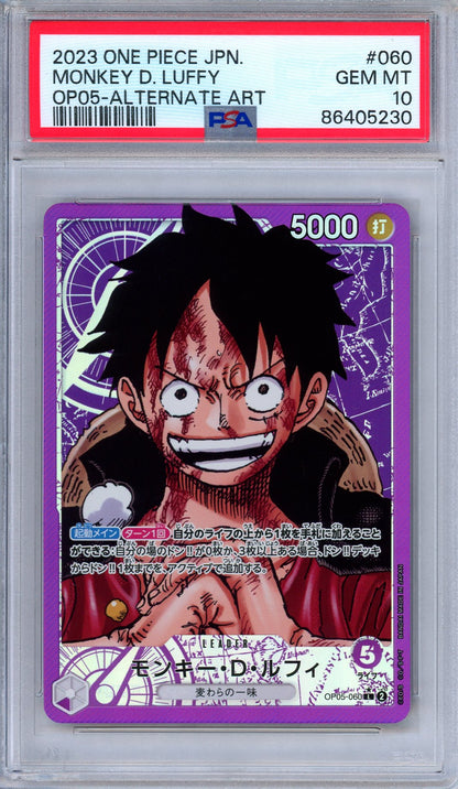 PSA 10 Monkey D. Luffy OP05-060 Alternate Art Leader One Piece Japanese