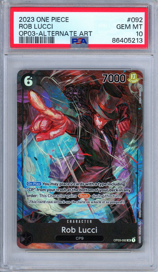 PSA 10 Rob Lucci OP04-092 Pillars of Strength Alternate Art One Piece