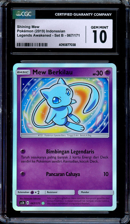 CGC 10 Shining Mew 067/171 Legends Awakened Holo Indonesian Pokemon