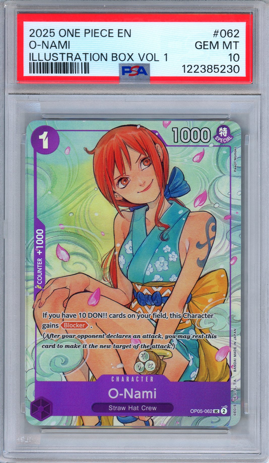 PSA 10 O-Nami OP05-062 Illustration Box Volume 1 One Piece