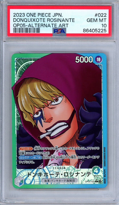 PSA 10 Donquixote Rosinante OP05-022 Alternate Art Leader One Piece Japanese