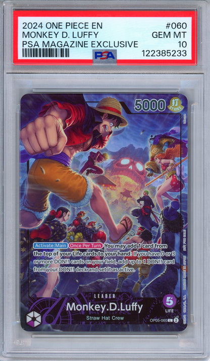 PSA 10 Monkey D. Luffy OP05-060 PSA Magazine Exclusive Promo One Piece