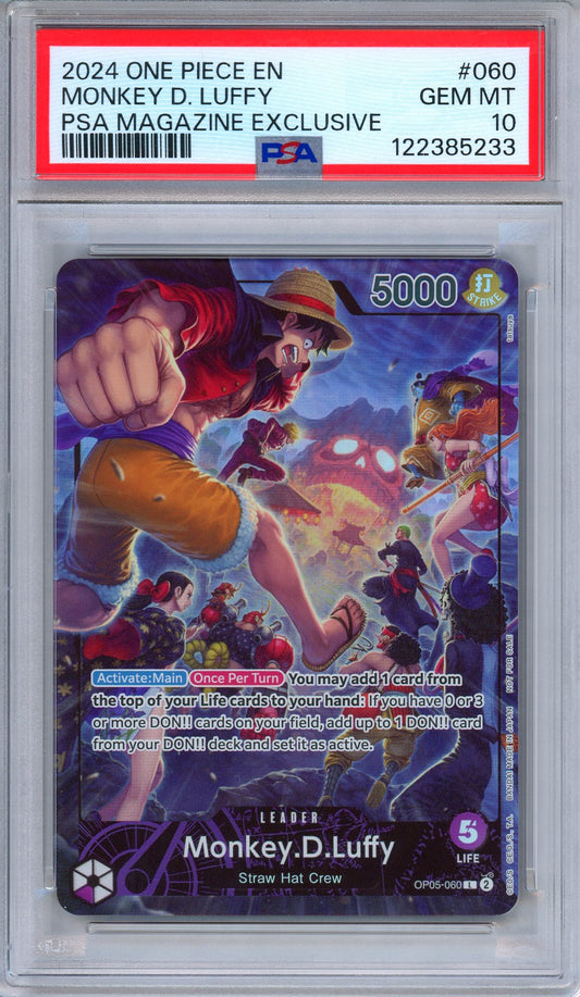 PSA 10 Monkey D. Luffy OP05-060 PSA Magazine Exclusive Promo One Piece
