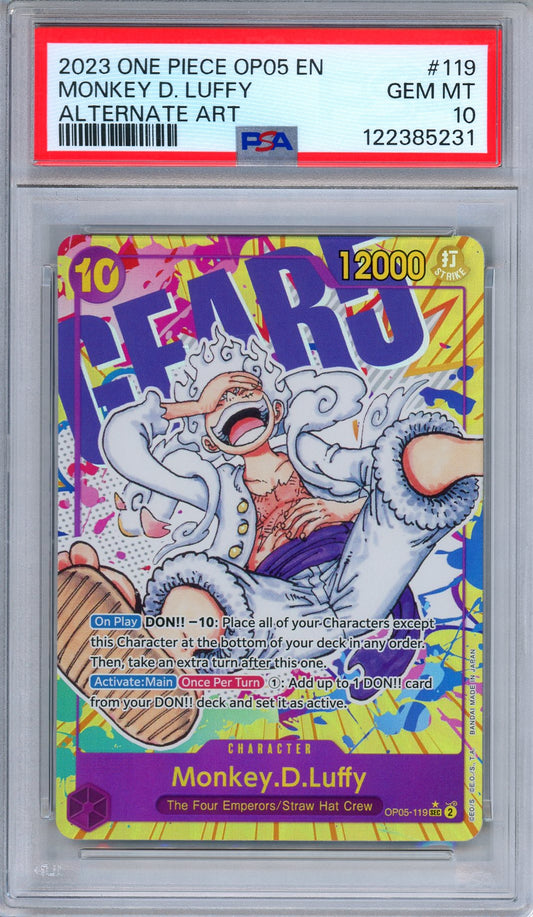 PSA 10 Monkey D. Luffy OP05-119 Awakening of the New Era Alternate Art One Piece