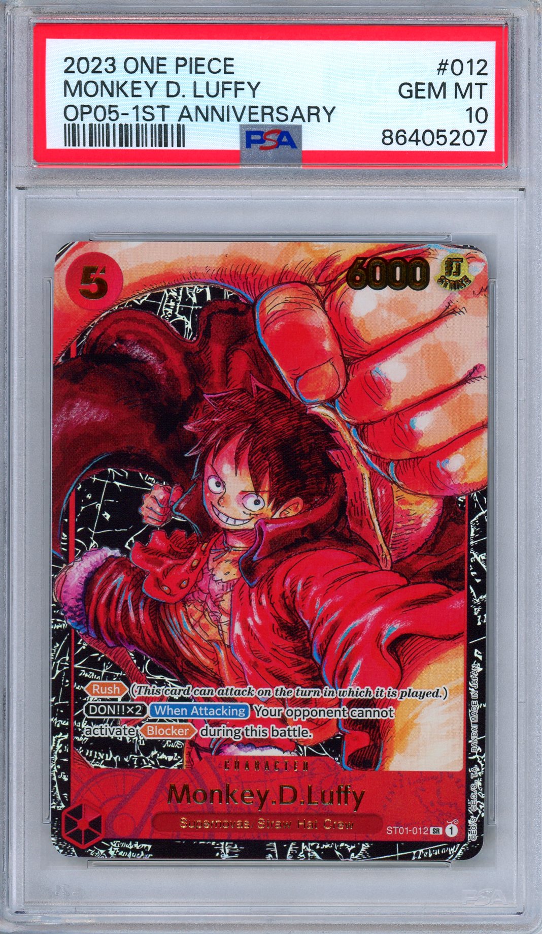 PSA 10 Monkey D. Luffy ST01-012 Awakening of the New Era Anniversary One Piece