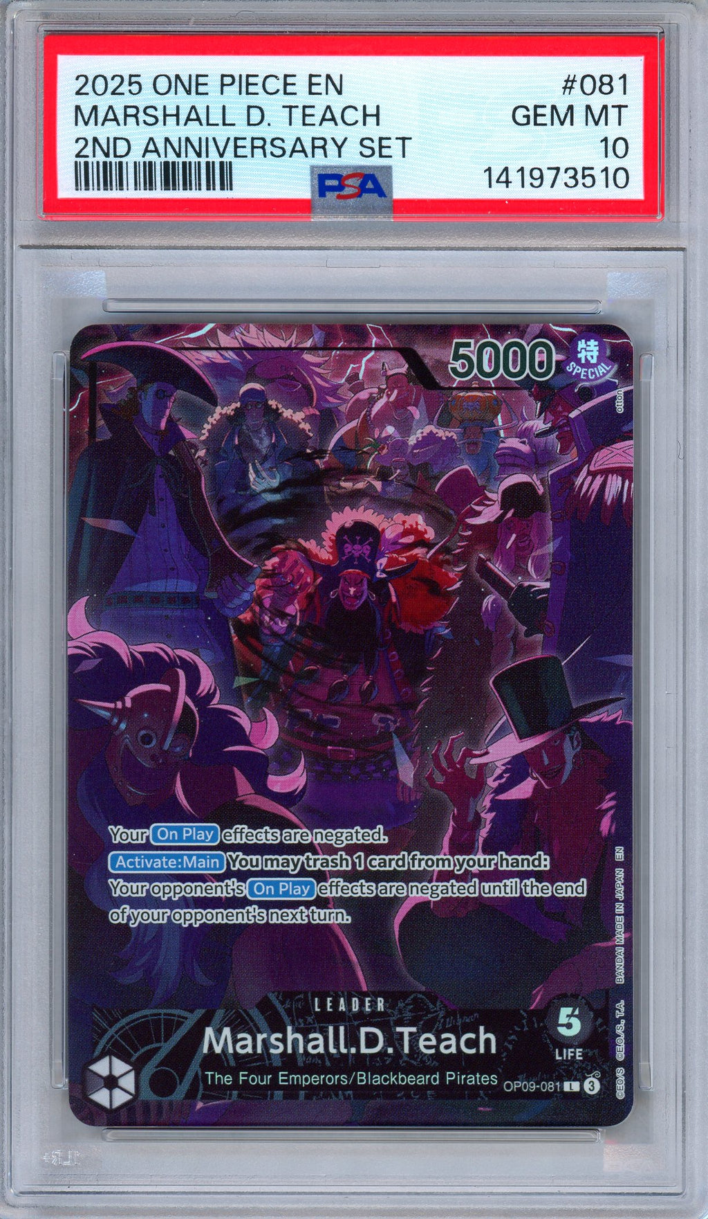 PSA 10 Marshall D. Teach OP09-081 2nd Anniversary Set English One Piece