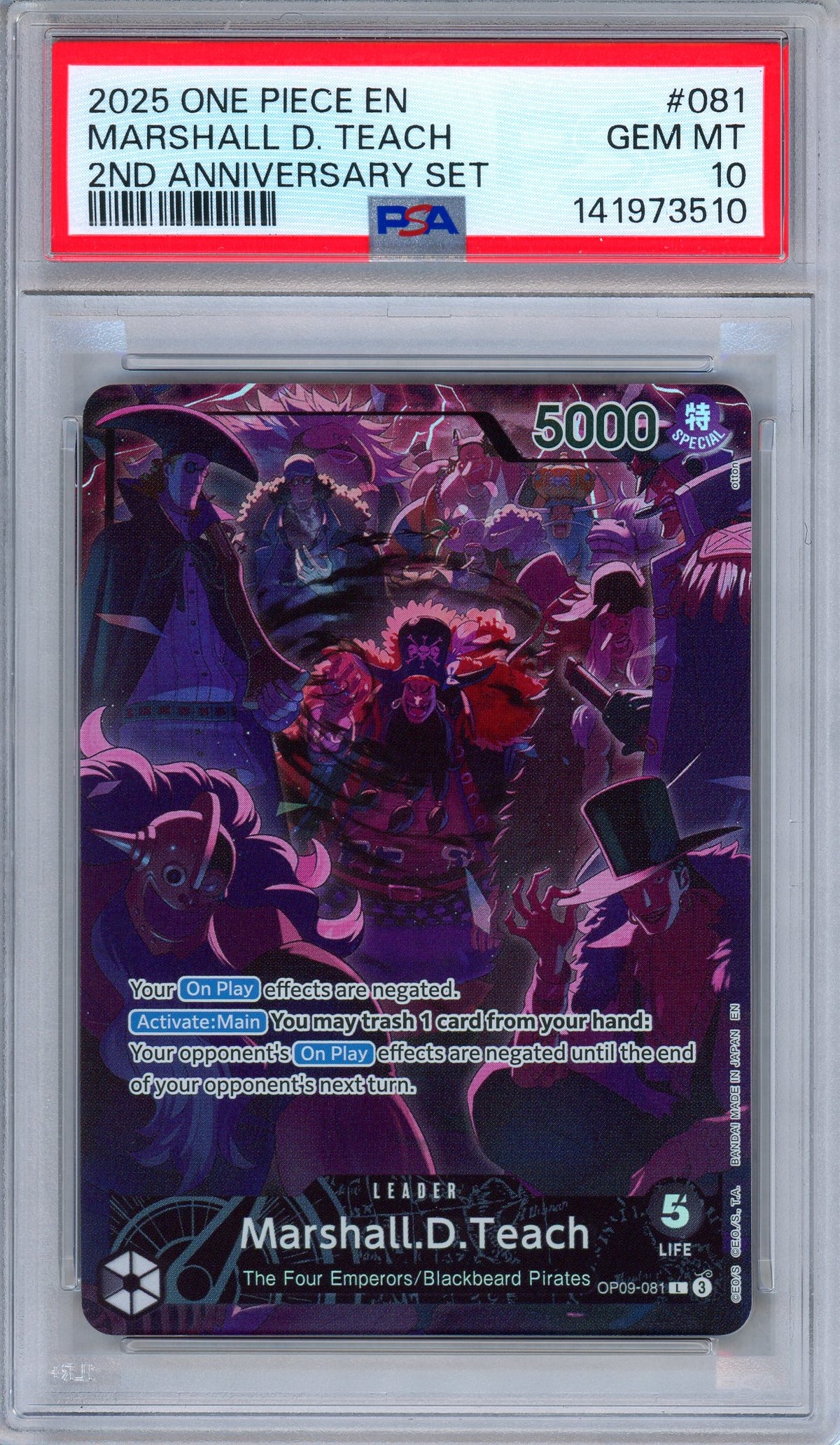 PSA 10 Marshall D. Teach OP09-081 2nd Anniversary Set English One Piece