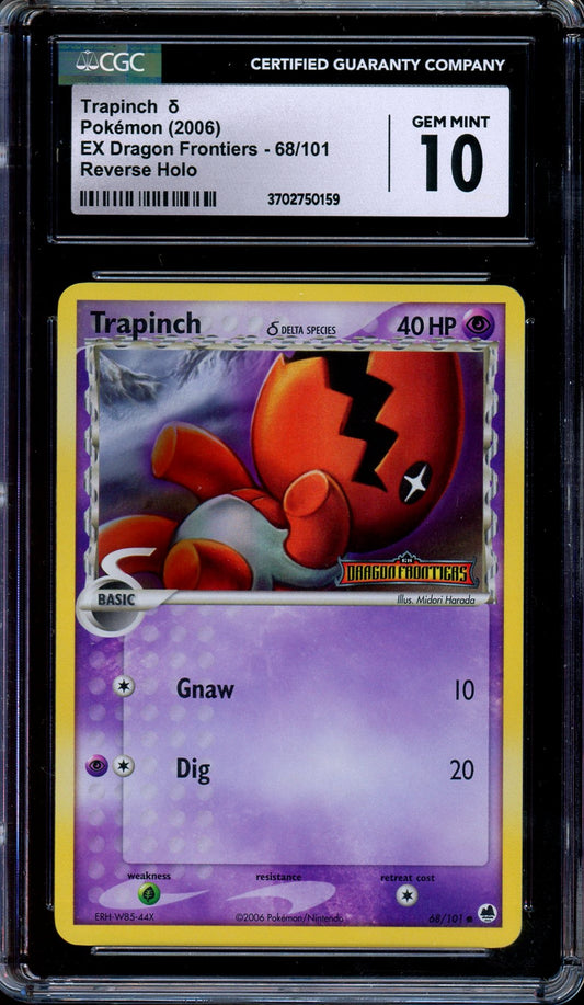 CGC 10 Trapinch 68/101 EX Dragon Frontiers Reverse Holo Foil Pokemon