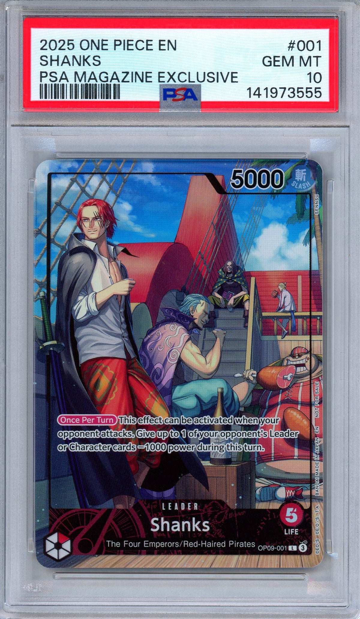 PSA 10 Shanks OP09-001 PSA Magazine Exclusive Promo One Piece