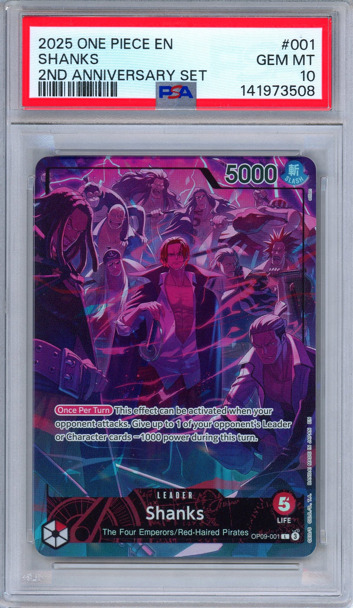 PSA 10 Shanks OP09-001 2nd Anniversary Set English One Piece