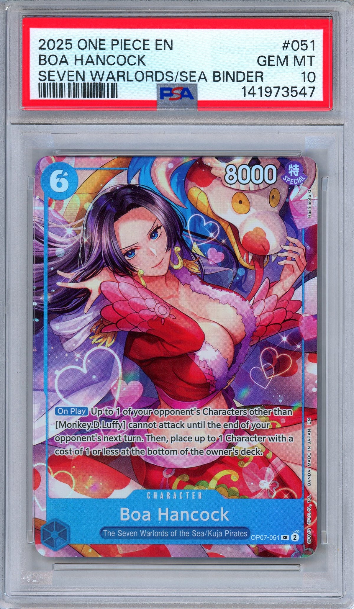 PSA 10 Boa Hancock OP07-051 Seven Warlords of the Sea BDR One Piece