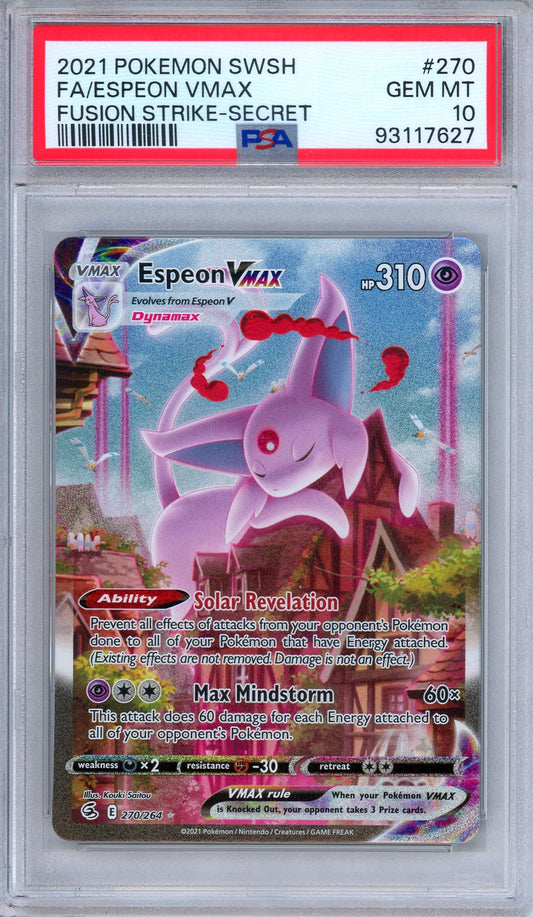 PSA 10 Espeon VMAX 270/264 Fusion Strike Secret Alternate Art Pokemon