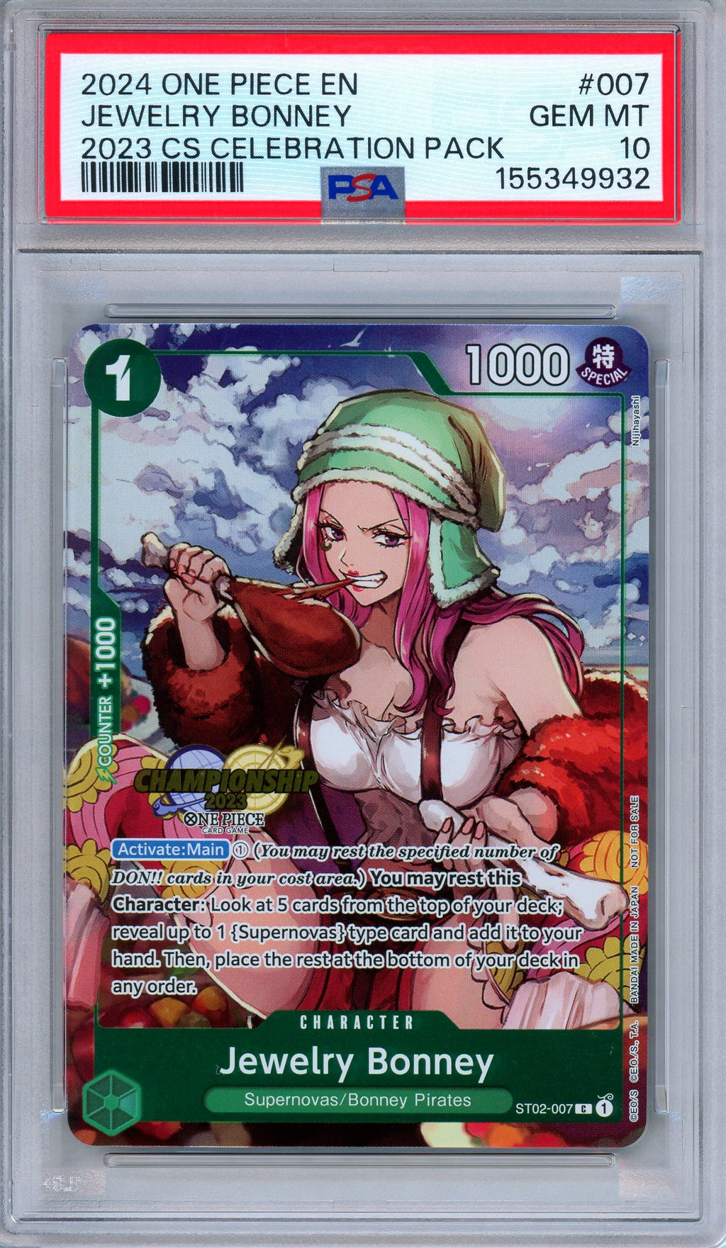 PSA 10 Jewelry Bonney ST02-007 2023 CS Celebration Pack Promo One Piece