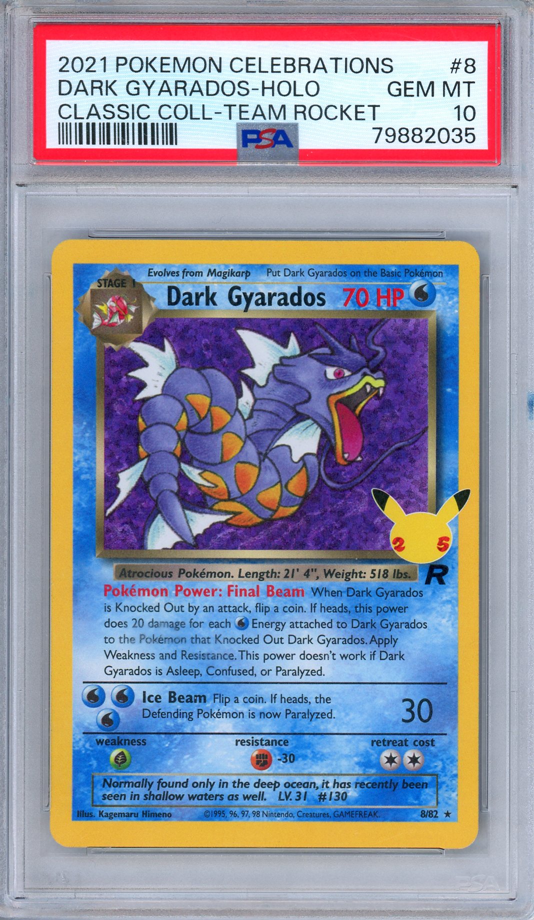 PSA 10 Dark Gyarados 8/82 25th Anniversary Celebrations Pokemon