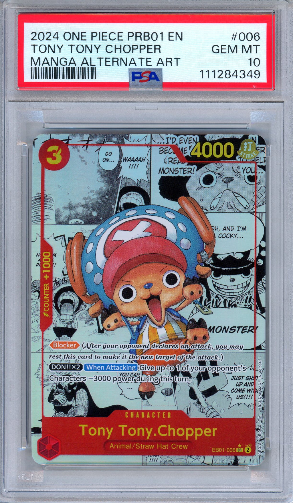 PSA 10 Tony Tony Chopper EB01-006 PRB Premium Booster Manga One Piece