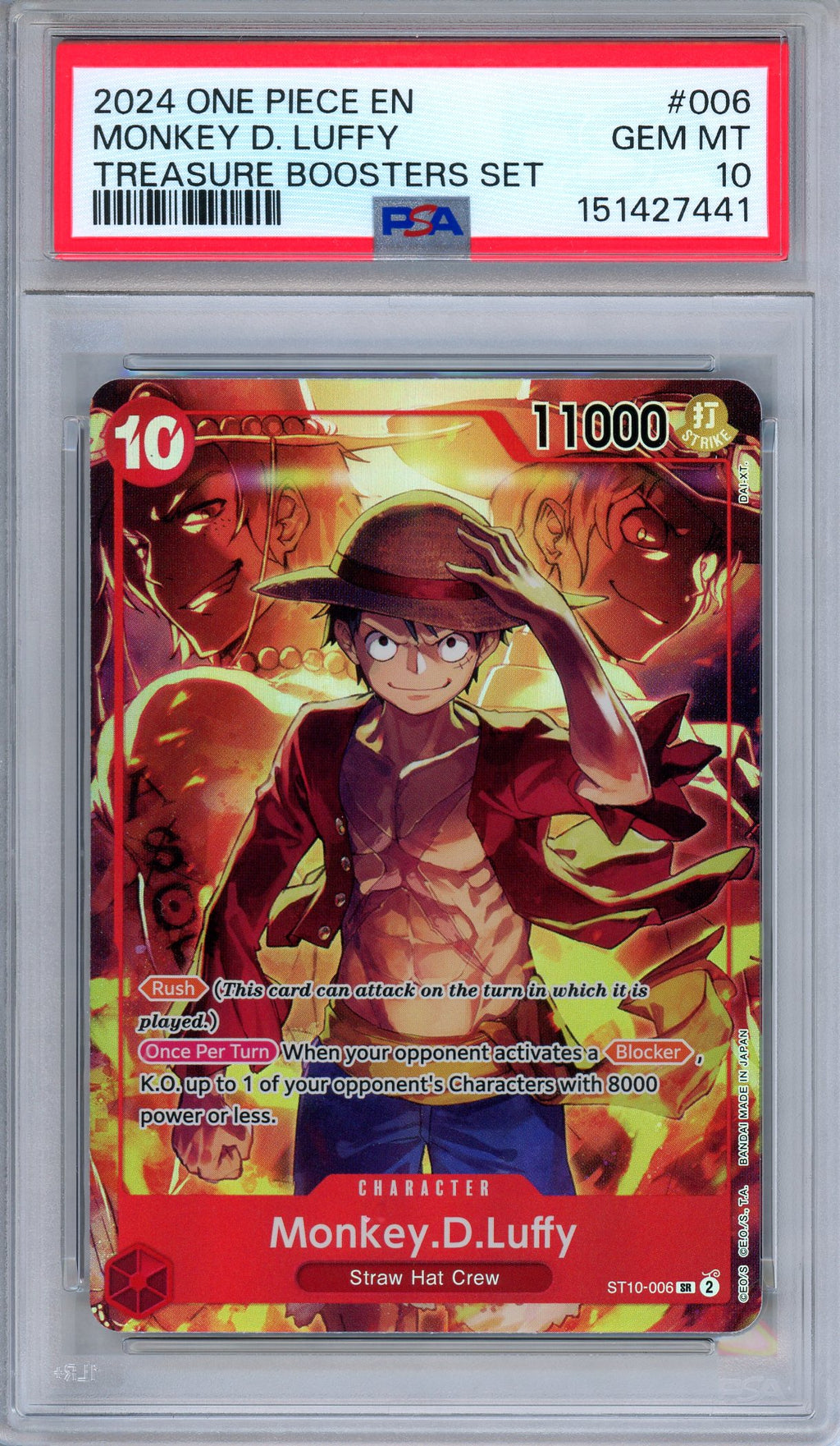 PSA 10 Monkey D. Luffy ST10-006 Treasure Boosters Set Promo One Piece