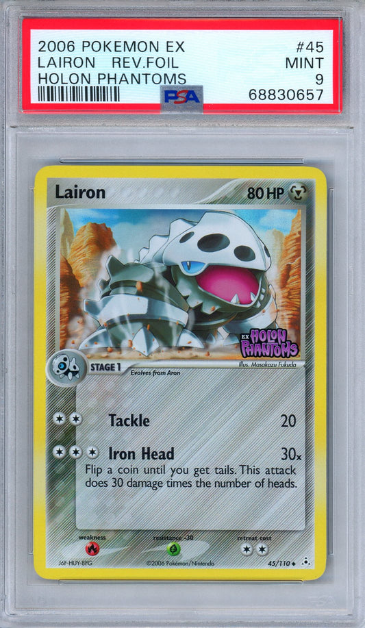 PSA 9 Lairon 45/110 EX Holon Phantoms Reverse Holo Foil Pokemon