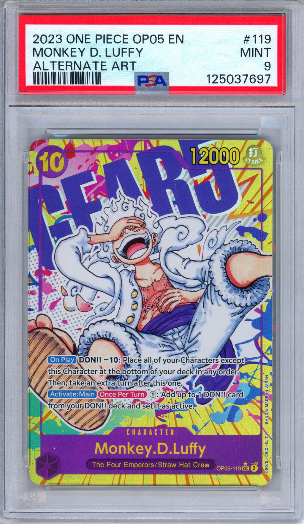 PSA 9 Monkey D. Luffy OP05-119 Awakening of the New Era Alternate One Piece
