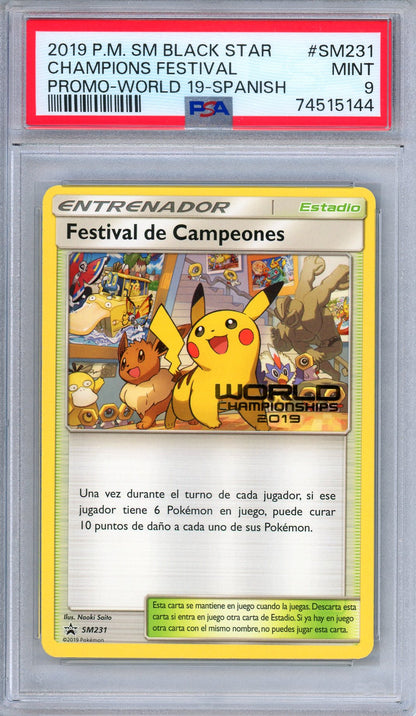 PSA 9 Champions Festival SM231 2019 World Champions Promo Spanish Pokemon